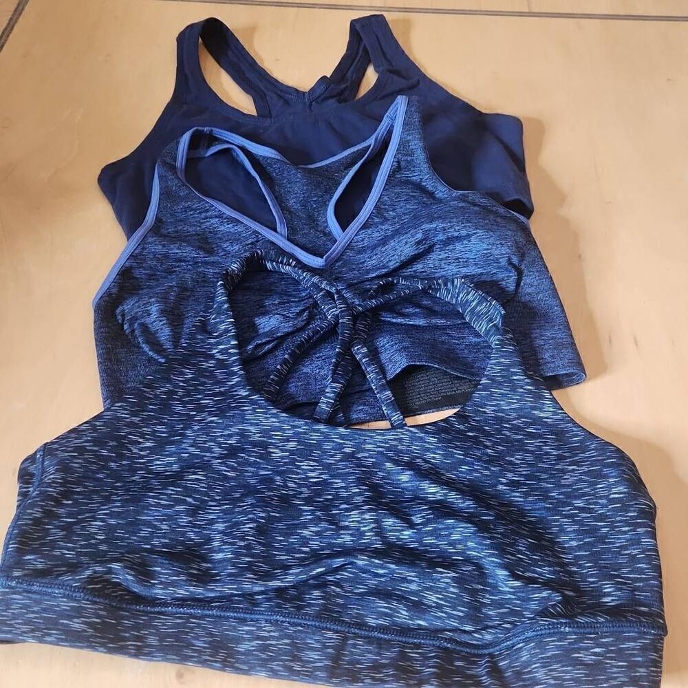 Women's blue sports bra set of 3 size M